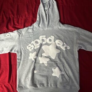 Spider Kids Gray Hoodie with Star Design